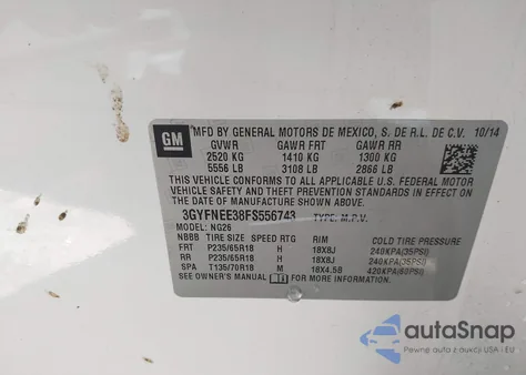 2015 Cadillac Srx Luxury Collection from USA, damaged, VIN 3GYFNEE38FS556743